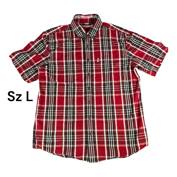 Carhartt Red/Black Plaid Short Sleeve Button Up Shirt Relaxed Fit Sz L - Picture 1 of 3